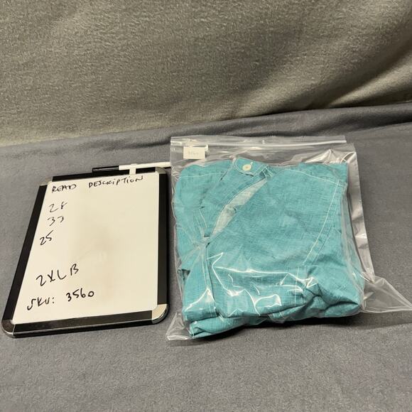 Tommy Bahama Shirt Mens 2XLB Linen Button Up Long Sleeve Teal Blue Coastal - Picture 7 of 7